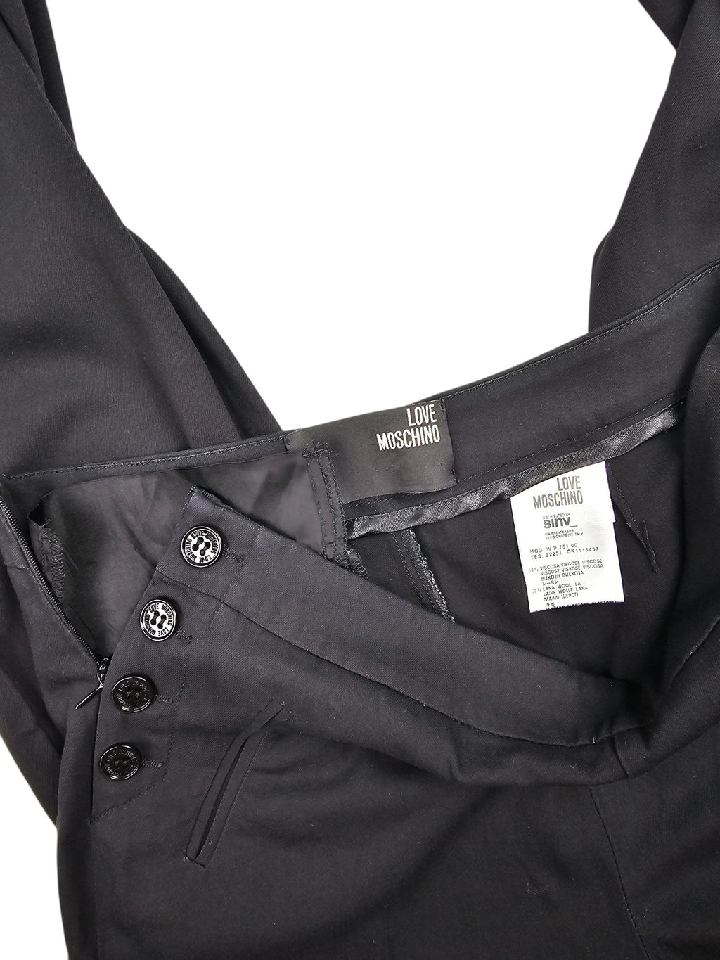 MOSCHINO Viscose & Wool Black Trousers l Size Small