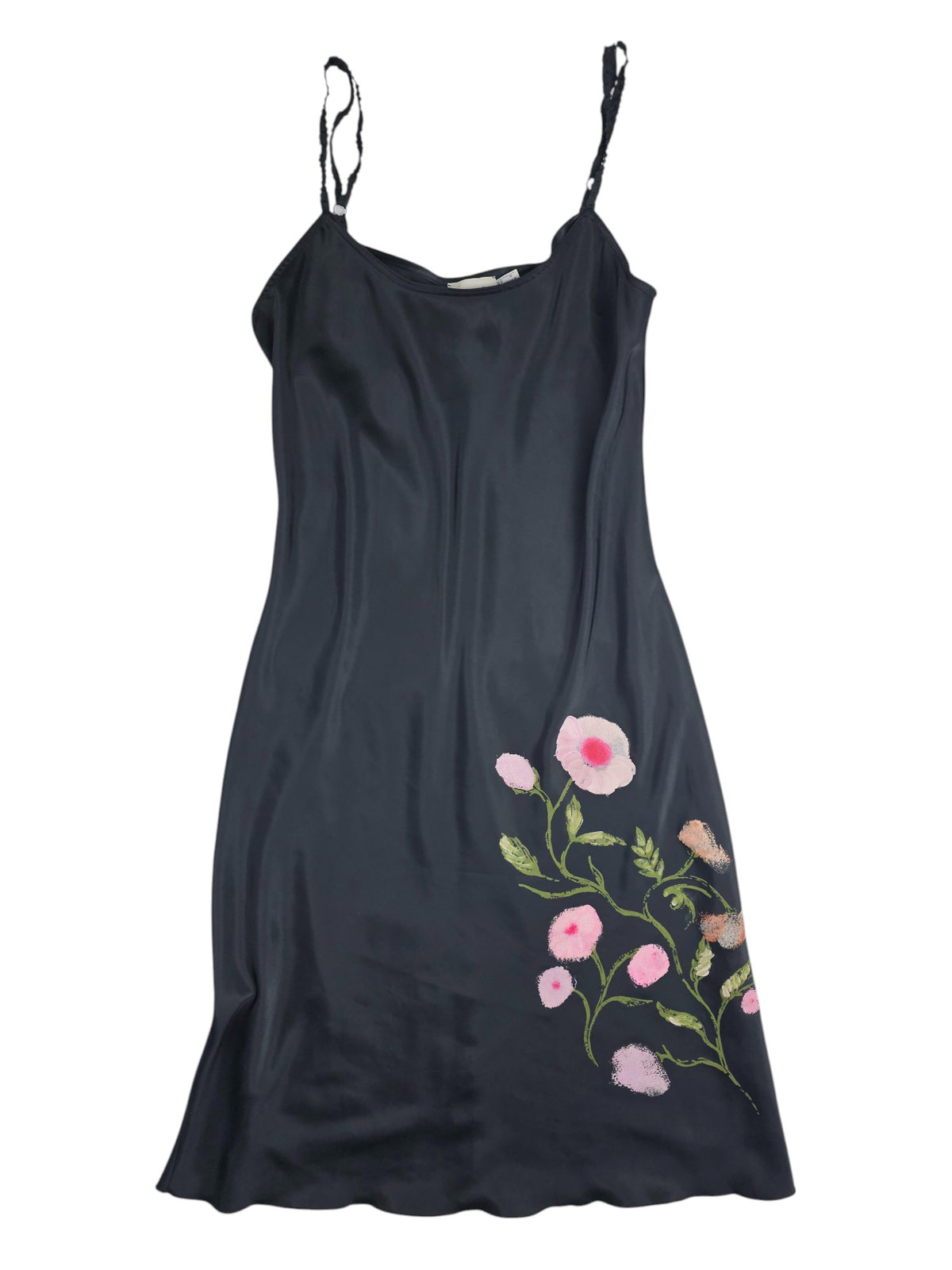Pinko Black Floral Slip Dress - Hand Painted l Size Small