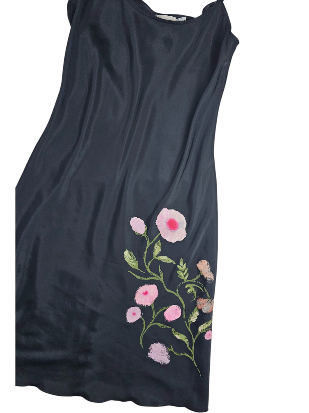 Pinko Black Floral Slip Dress - Hand Painted l Size Small