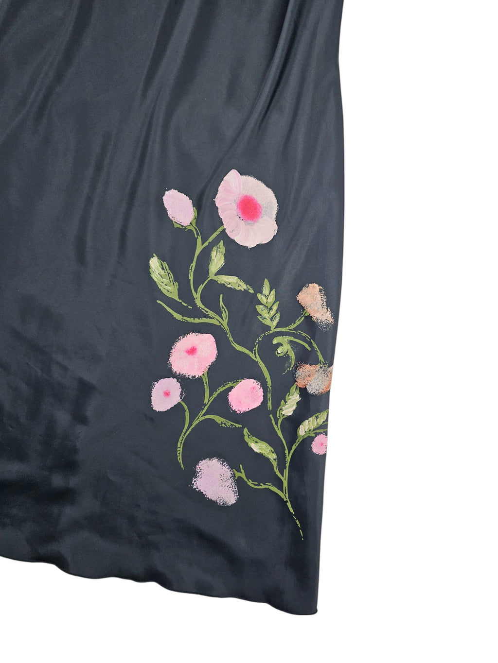 Pinko Black Floral Slip Dress - Hand Painted l Size Small